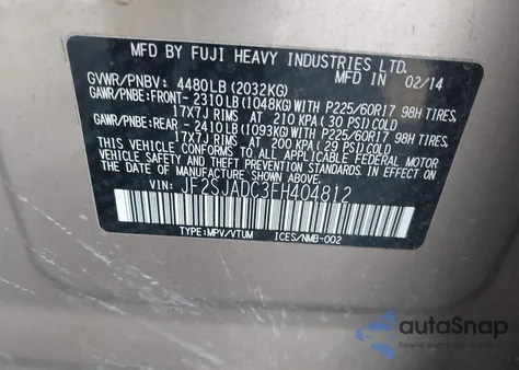 2015 Subaru Forester 2.5I Premium from USA, damaged, VIN JF2SJADC3FH404812